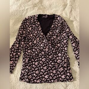 Ideology Black and Pink Floral Blouse
